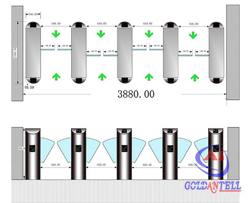 High Speed Glass Lane Flap Turnstile Barrier Gate