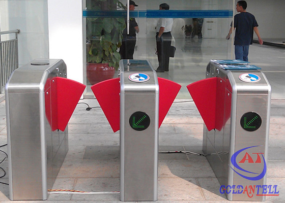 Pedestrian RS485 Security Flap Barrier Turnstile, Sistem Penghalang Gerbang Stainless Steel 304 #