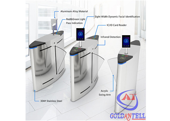 304 Stainless Steel Bidirectional Facial Recognitive Turnstile Gate Untuk Umum