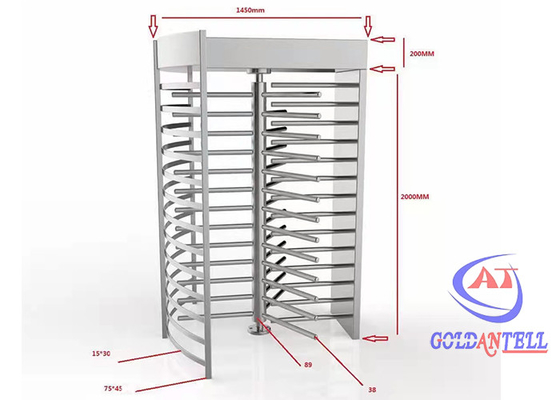 Entri Tunggal Mekanisme Manual Pintu Putar Tinggi Penuh / Listrik Otomatis Biometrik