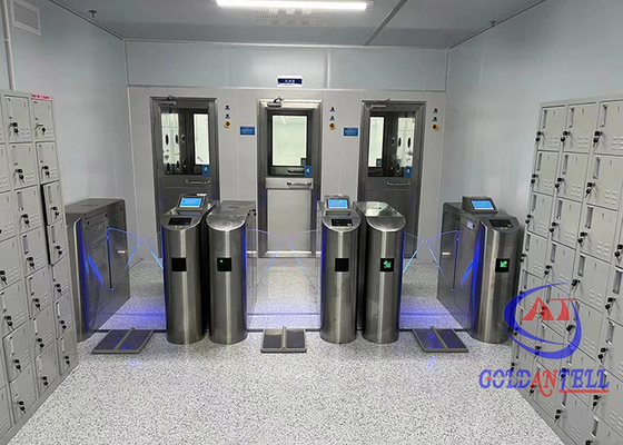 Staf Pintu Masuk Kamar Bersih ESD Tester Flap Turnstile Gate Untuk Pergelangan Tangan Dan Tali Kaki