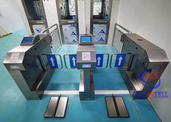 Anti Pinch ESD Turnstile Gate System Uji Gelang ESD Stainless Steel Saluran Ganda