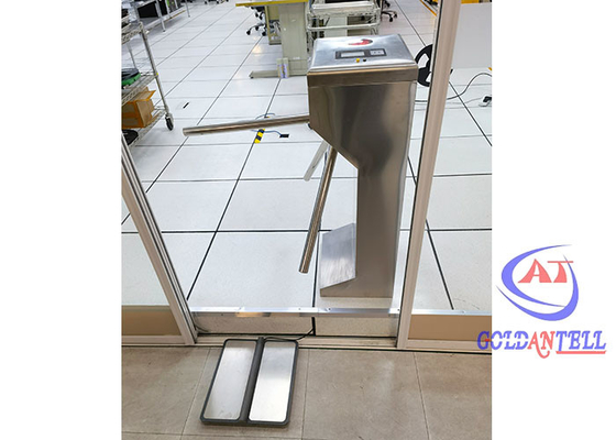 Gerbang Pintu Putar Tripod Vertikal Otomatis Listrik Dengan Pembaca Kartu ESD Foot Checker