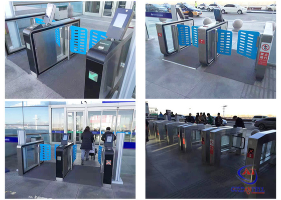 Stainless Steel Rectangular Security Turnstile Gate Bi Directional Untuk Indoor / Outdoor