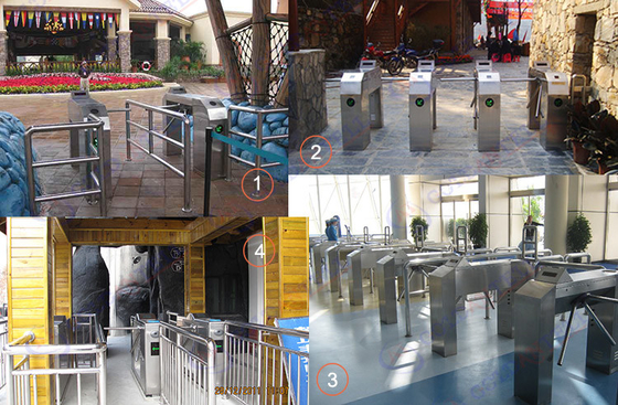Stainless steel mesin tiket otomatis penuh barcode tripod pintu putar untuk canime Spanyol