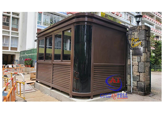Outdoor Standar Tinggi Keamanan Guard Shack Tempered Kaca Untuk Parkir Dan Kantor Keamanan