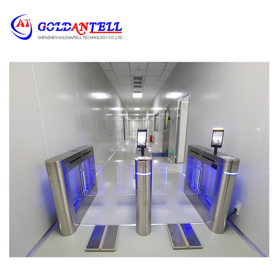 Pengakuan wajah ESD Swing Turnstile Gate Tali pergelangan tangan dan sepatu Tester tubuh manusia statistik