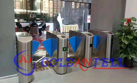Intelligent Flap Turnstile with RFID Interface 304 Grade Stainless Steel IP54 Protection for 30-40 Persons per Minute
