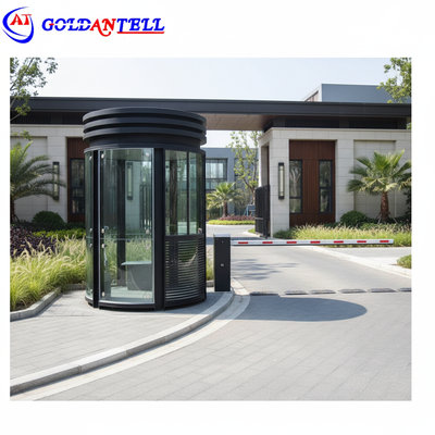 Kios Keamanan Bulat Peringkat Tahan Air IP54 1500x2400mm Ukuran Kustom Shelter Penjaga Tahan Lama untuk Perlindungan Luar Ruangan