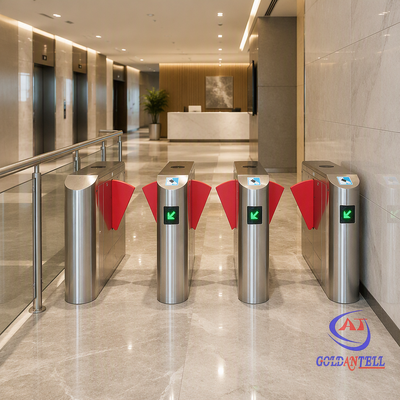 Turnstile Penghalang Pintu Geser yang Dapat Diatur Kecepatannya dengan NFC RFID untuk Kontrol Akses Pejalan Kaki