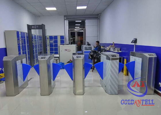 Standing Full Automatic Flap Barrier Gate Pembaca Kartu Rfid Security Metal Detector